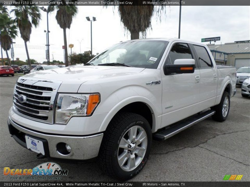 2013 Ford F150 Lariat SuperCrew 4x4 White Platinum Metallic Tri-Coat / Steel Gray Photo #1