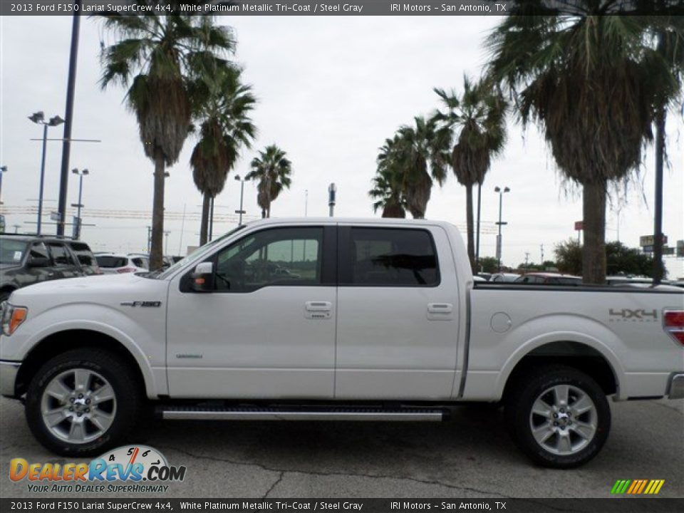 2013 Ford F150 Lariat SuperCrew 4x4 White Platinum Metallic Tri-Coat / Steel Gray Photo #2