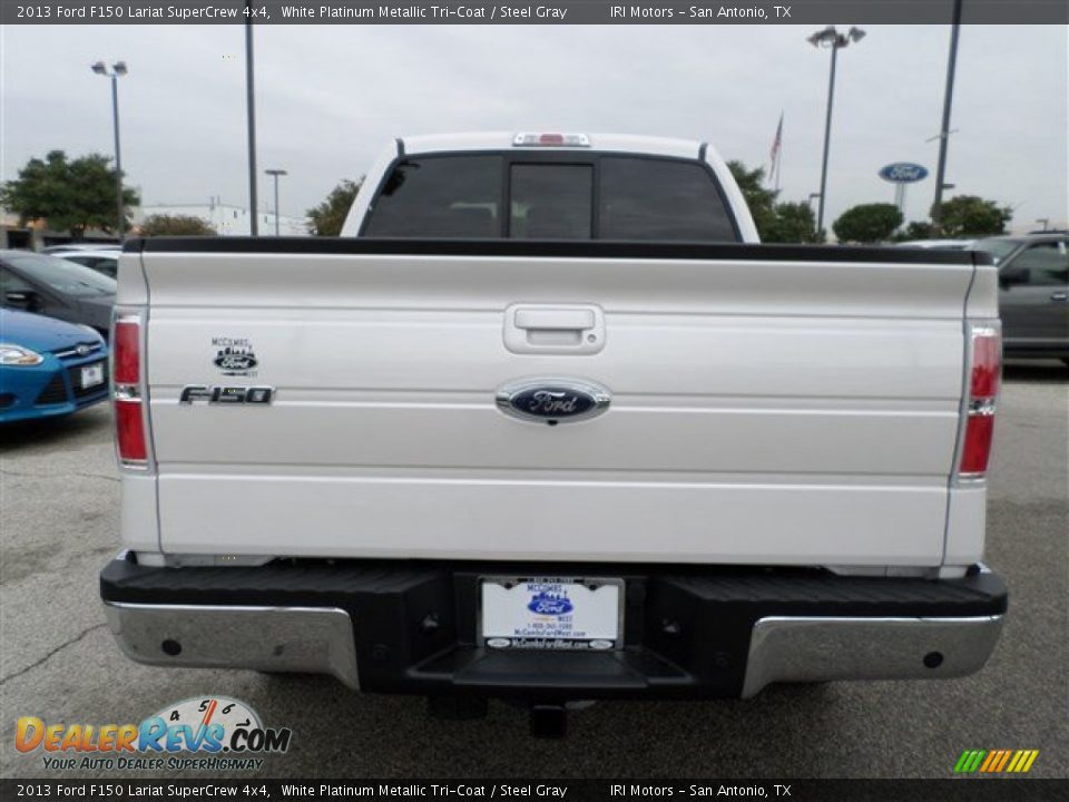 2013 Ford F150 Lariat SuperCrew 4x4 White Platinum Metallic Tri-Coat / Steel Gray Photo #4