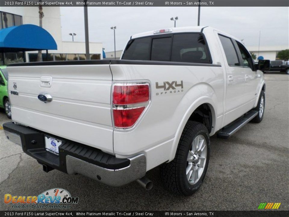 2013 Ford F150 Lariat SuperCrew 4x4 White Platinum Metallic Tri-Coat / Steel Gray Photo #5