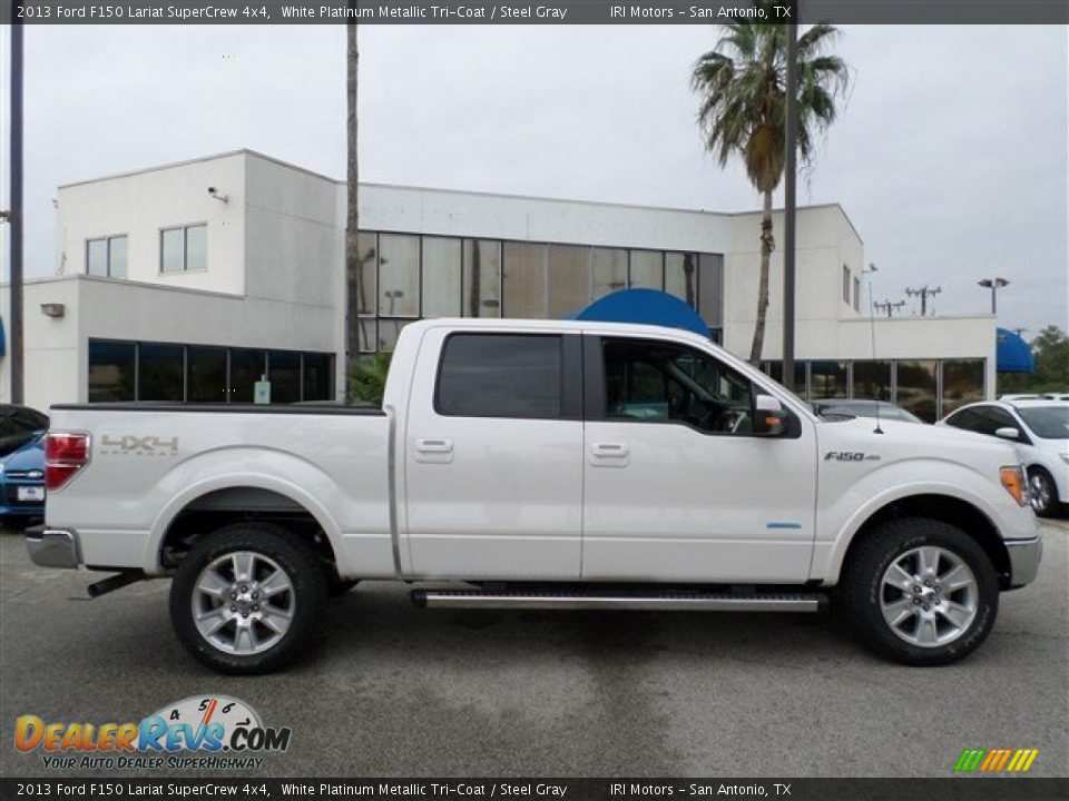 2013 Ford F150 Lariat SuperCrew 4x4 White Platinum Metallic Tri-Coat / Steel Gray Photo #6