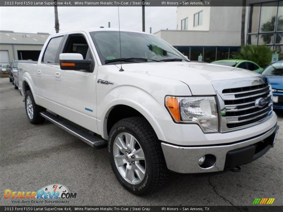 2013 Ford F150 Lariat SuperCrew 4x4 White Platinum Metallic Tri-Coat / Steel Gray Photo #7