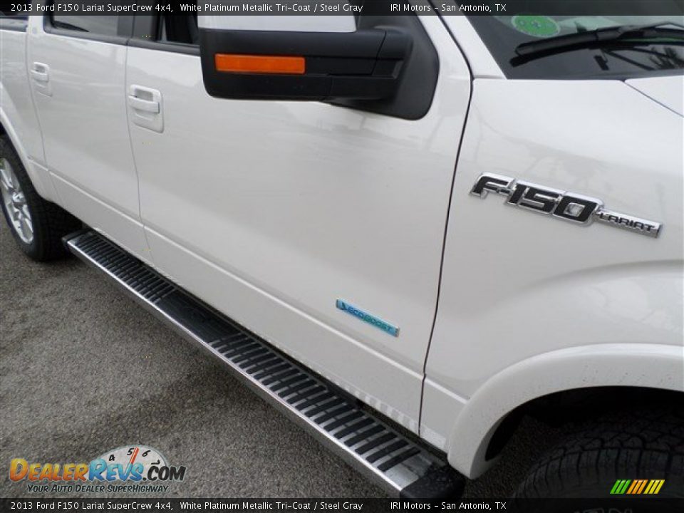 2013 Ford F150 Lariat SuperCrew 4x4 White Platinum Metallic Tri-Coat / Steel Gray Photo #9