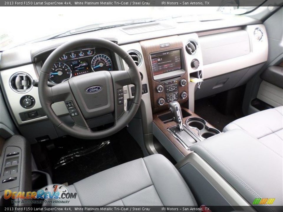 2013 Ford F150 Lariat SuperCrew 4x4 White Platinum Metallic Tri-Coat / Steel Gray Photo #15