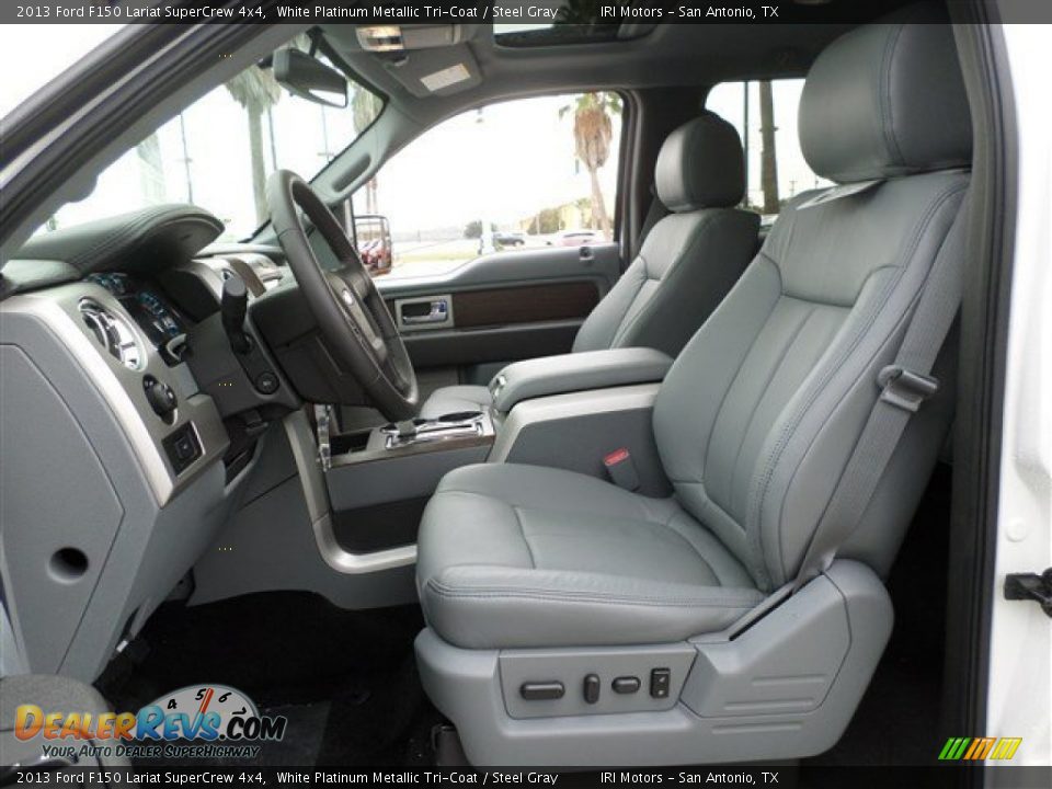 2013 Ford F150 Lariat SuperCrew 4x4 White Platinum Metallic Tri-Coat / Steel Gray Photo #23