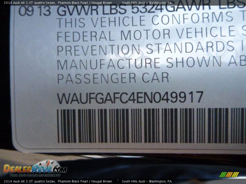 2014 Audi A6 3.0T quattro Sedan Phantom Black Pearl / Nougat Brown Photo #13