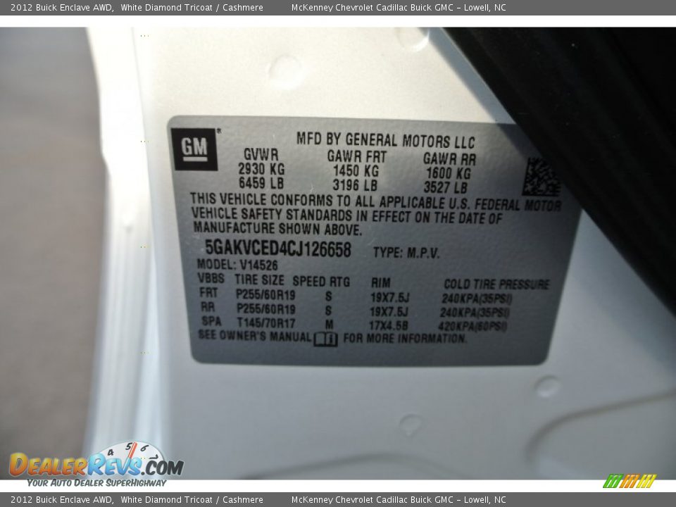 2012 Buick Enclave AWD White Diamond Tricoat / Cashmere Photo #7