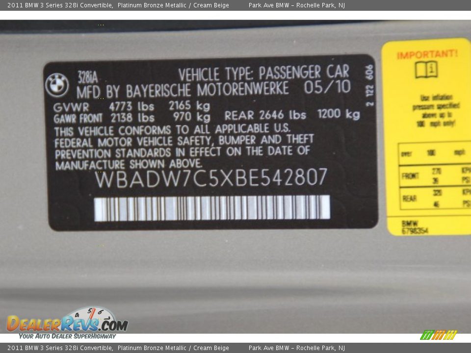 2011 BMW 3 Series 328i Convertible Platinum Bronze Metallic / Cream Beige Photo #29