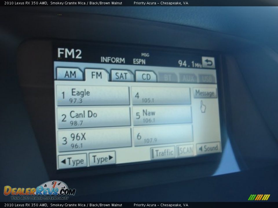 2010 Lexus RX 350 AWD Smokey Granite Mica / Black/Brown Walnut Photo #21