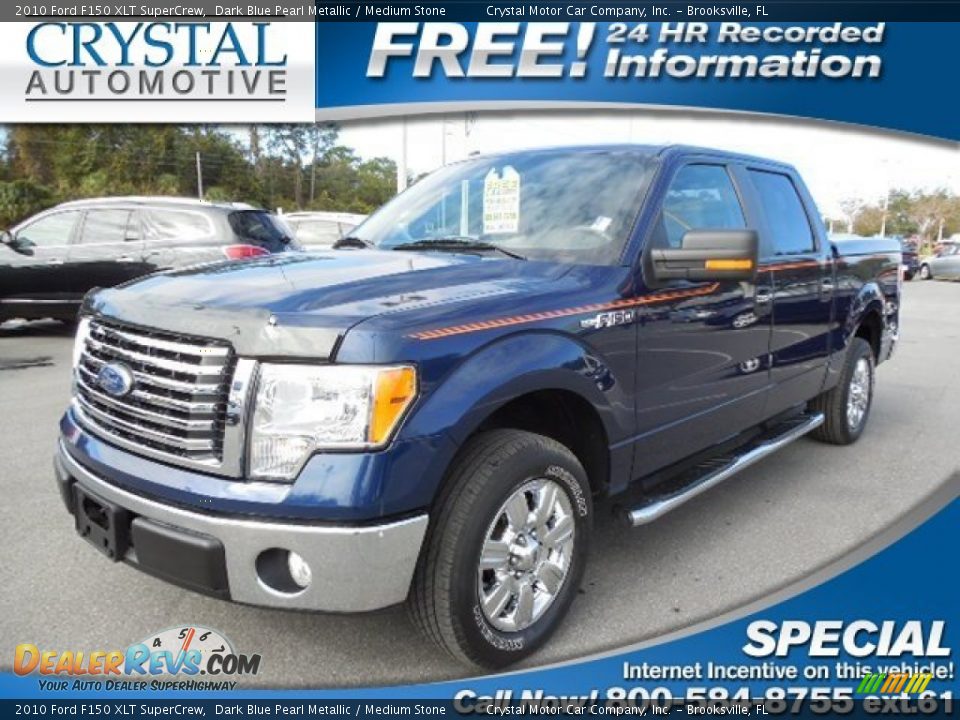 2010 Ford F150 XLT SuperCrew Dark Blue Pearl Metallic / Medium Stone Photo #1