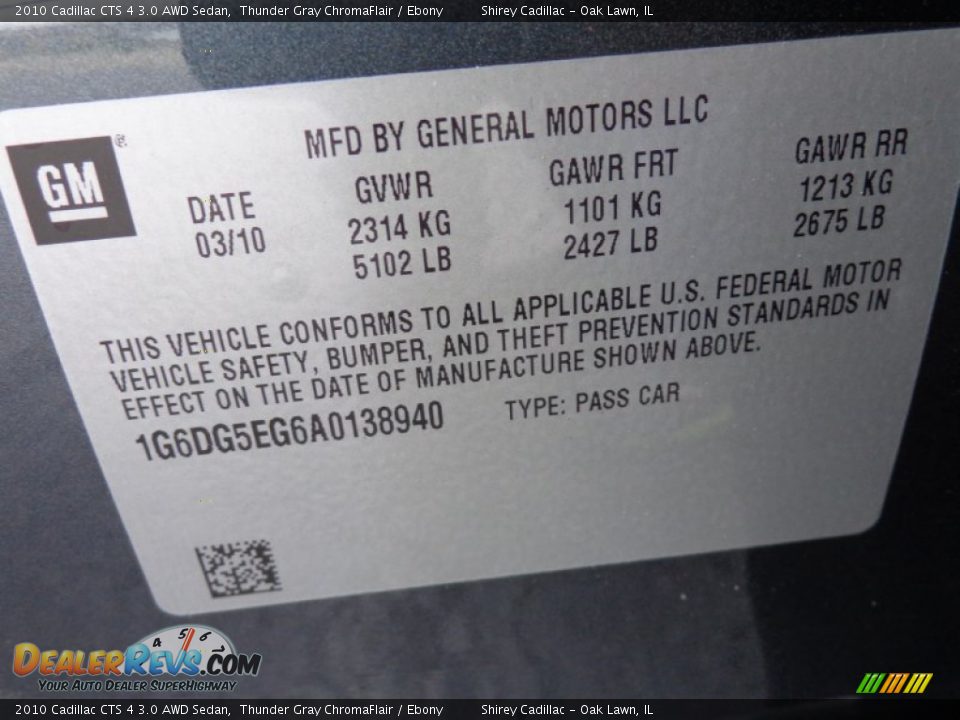 2010 Cadillac CTS 4 3.0 AWD Sedan Thunder Gray ChromaFlair / Ebony Photo #14