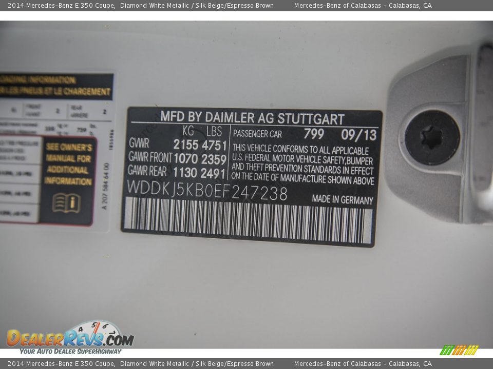 2014 Mercedes-Benz E 350 Coupe Diamond White Metallic / Silk Beige/Espresso Brown Photo #7