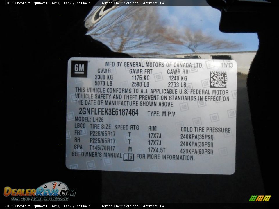 2014 Chevrolet Equinox LT AWD Black / Jet Black Photo #13