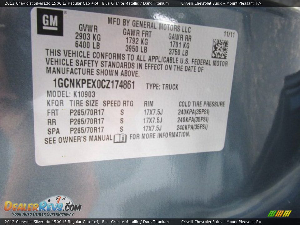 2012 Chevrolet Silverado 1500 LS Regular Cab 4x4 Blue Granite Metallic / Dark Titanium Photo #27