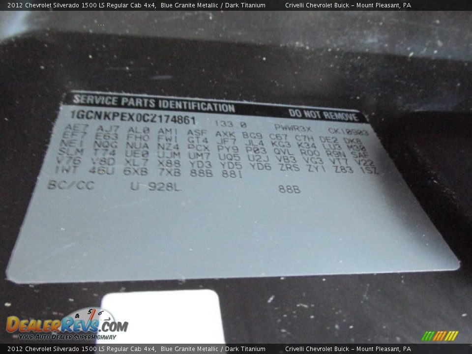 2012 Chevrolet Silverado 1500 LS Regular Cab 4x4 Blue Granite Metallic / Dark Titanium Photo #28
