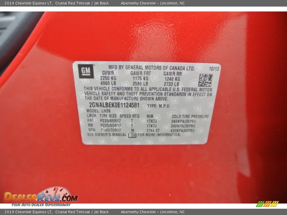 2014 Chevrolet Equinox LT Crystal Red Tintcoat / Jet Black Photo #9