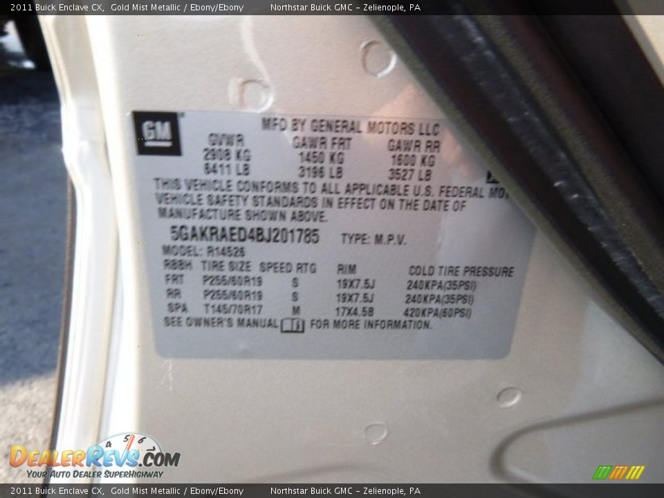 2011 Buick Enclave CX Gold Mist Metallic / Ebony/Ebony Photo #20