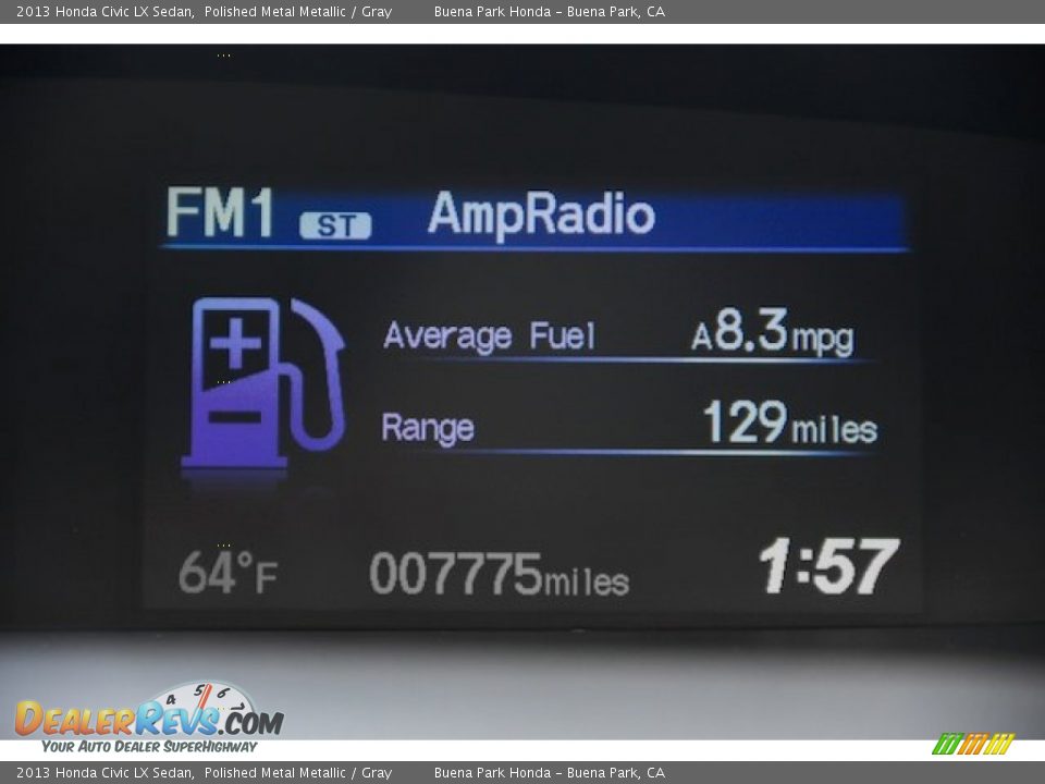 2013 Honda Civic LX Sedan Polished Metal Metallic / Gray Photo #7