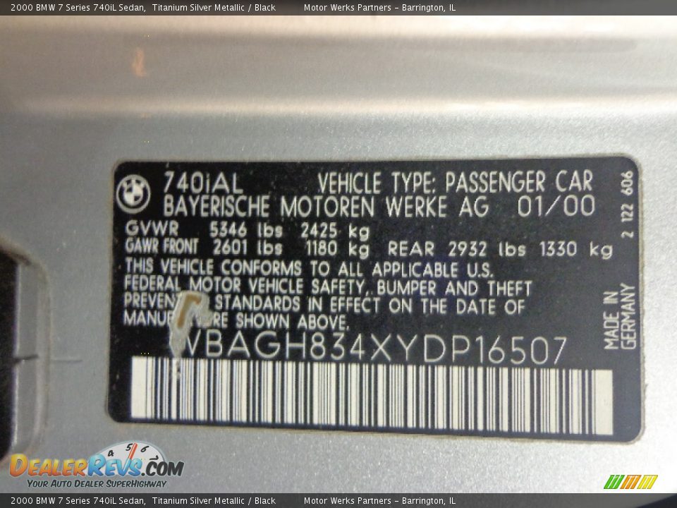2000 BMW 7 Series 740iL Sedan Titanium Silver Metallic / Black Photo #21