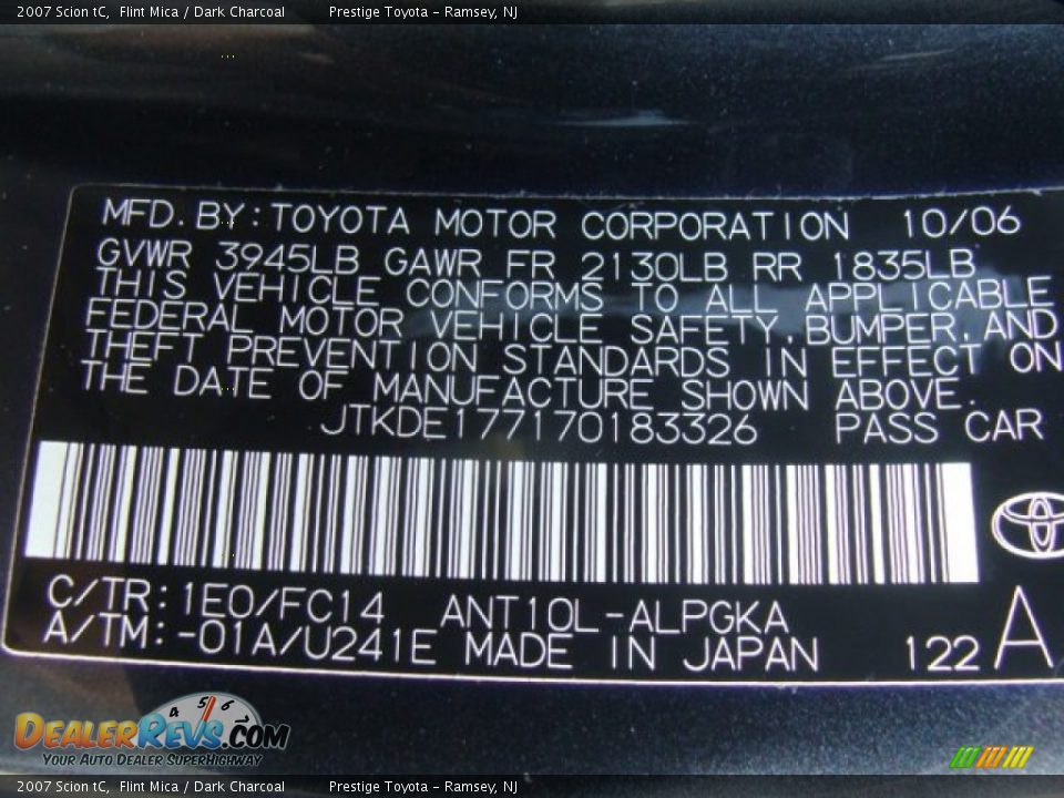 2007 Scion tC Flint Mica / Dark Charcoal Photo #15