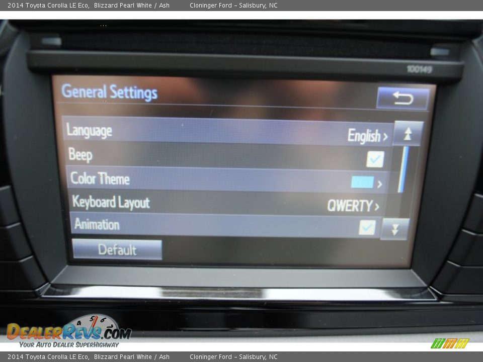 2014 Toyota Corolla LE Eco Blizzard Pearl White / Ash Photo #16