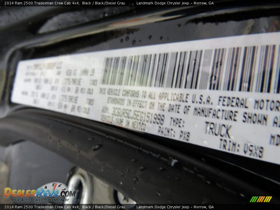 2014 Ram 2500 Tradesman Crew Cab 4x4 Black / Black/Diesel Gray Photo #11