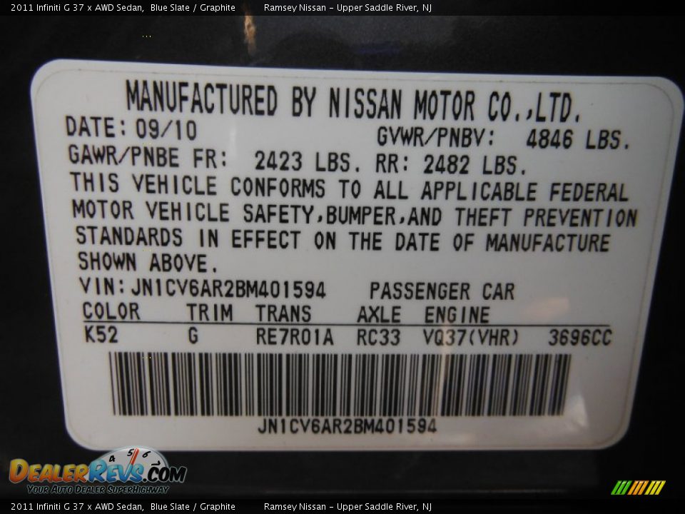 2011 Infiniti G 37 x AWD Sedan Blue Slate / Graphite Photo #30