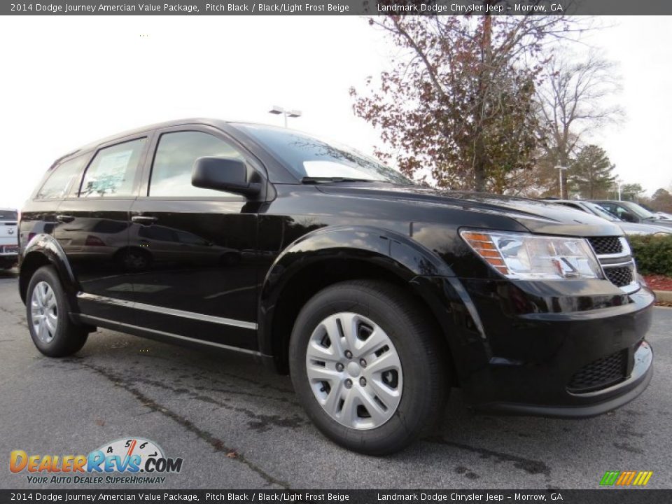 2014 Dodge Journey Amercian Value Package Pitch Black / Black/Light Frost Beige Photo #4