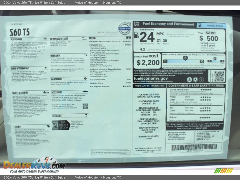 2014 Volvo S60 T5 Ice White / Soft Beige Photo #32