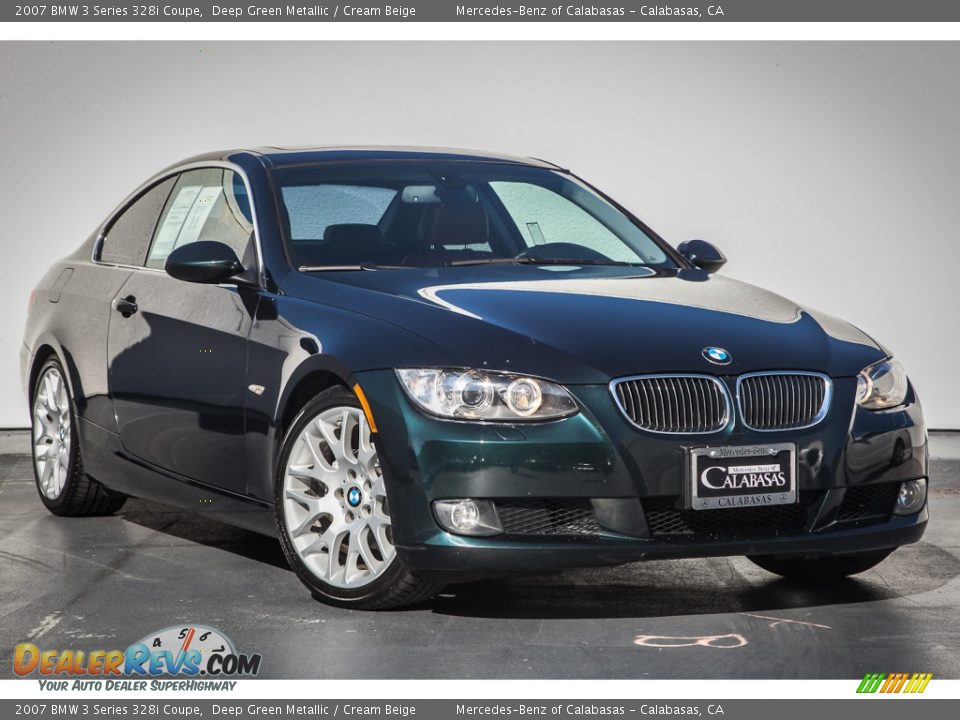 2007 BMW 3 Series 328i Coupe Deep Green Metallic / Cream Beige Photo #12