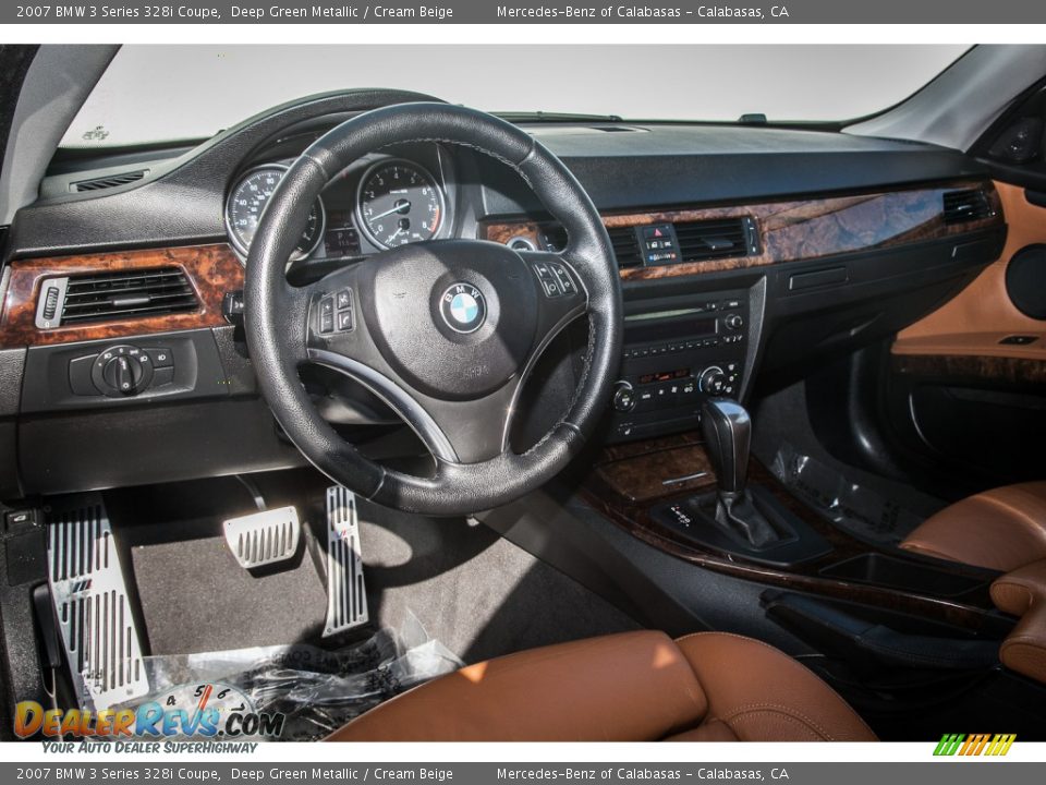 2007 BMW 3 Series 328i Coupe Deep Green Metallic / Cream Beige Photo #17