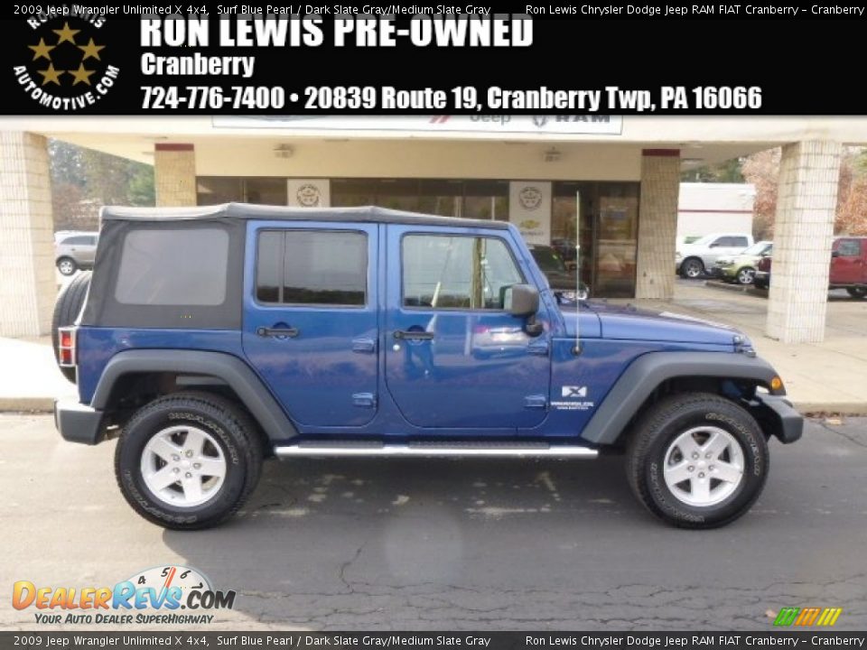 2009 Jeep Wrangler Unlimited X 4x4 Surf Blue Pearl / Dark Slate Gray/Medium Slate Gray Photo #1
