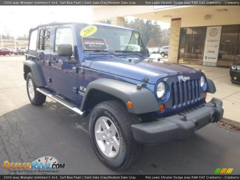 2009 Jeep Wrangler Unlimited X 4x4 Surf Blue Pearl / Dark Slate Gray/Medium Slate Gray Photo #2