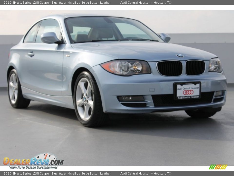 2010 BMW 1 Series 128i Coupe Blue Water Metallic / Beige Boston Leather Photo #1