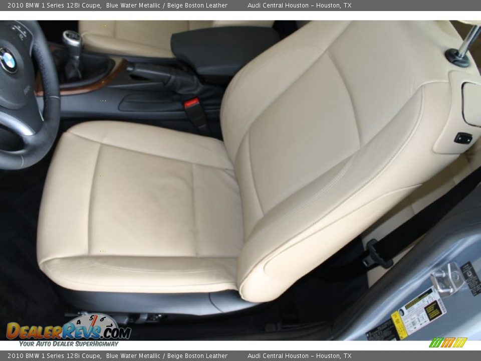 2010 BMW 1 Series 128i Coupe Blue Water Metallic / Beige Boston Leather Photo #14