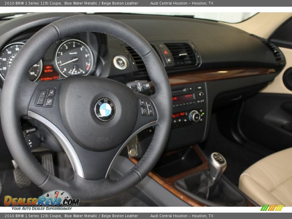 2010 BMW 1 Series 128i Coupe Blue Water Metallic / Beige Boston Leather Photo #15