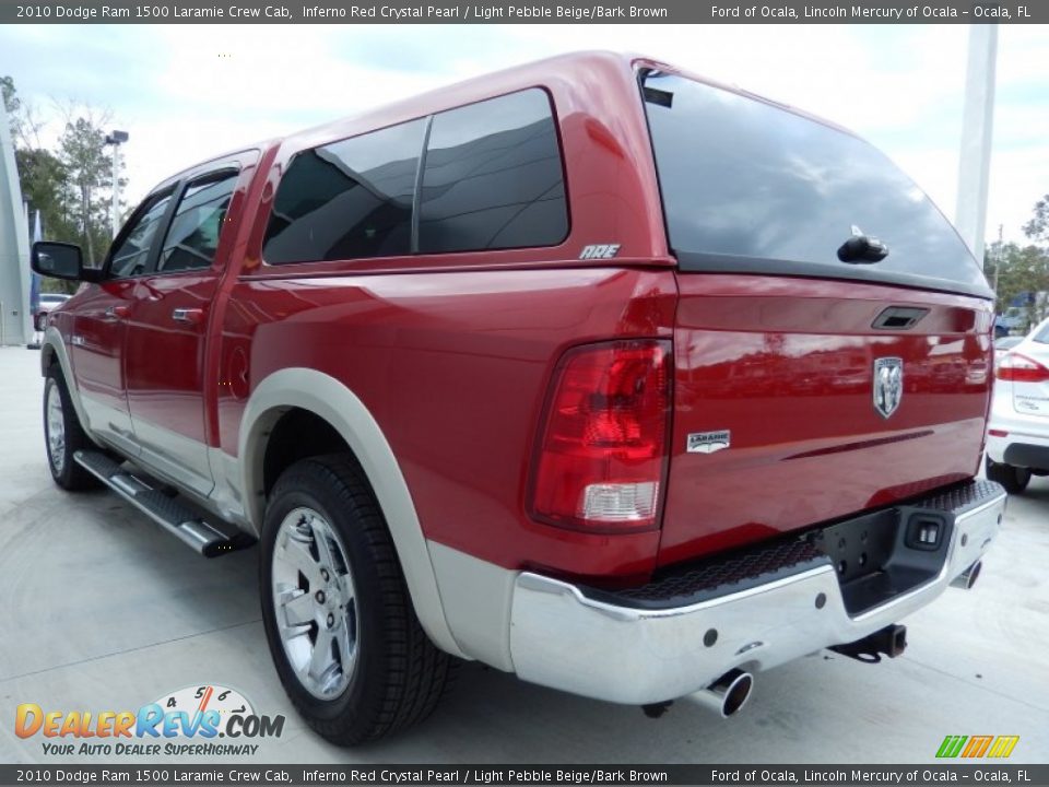2010 Dodge Ram 1500 Laramie Crew Cab Inferno Red Crystal Pearl / Light Pebble Beige/Bark Brown Photo #2