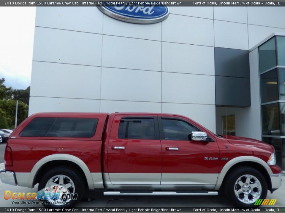 2010 Dodge Ram 1500 Laramie Crew Cab Inferno Red Crystal Pearl / Light Pebble Beige/Bark Brown Photo #5