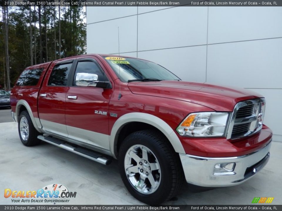 2010 Dodge Ram 1500 Laramie Crew Cab Inferno Red Crystal Pearl / Light Pebble Beige/Bark Brown Photo #6