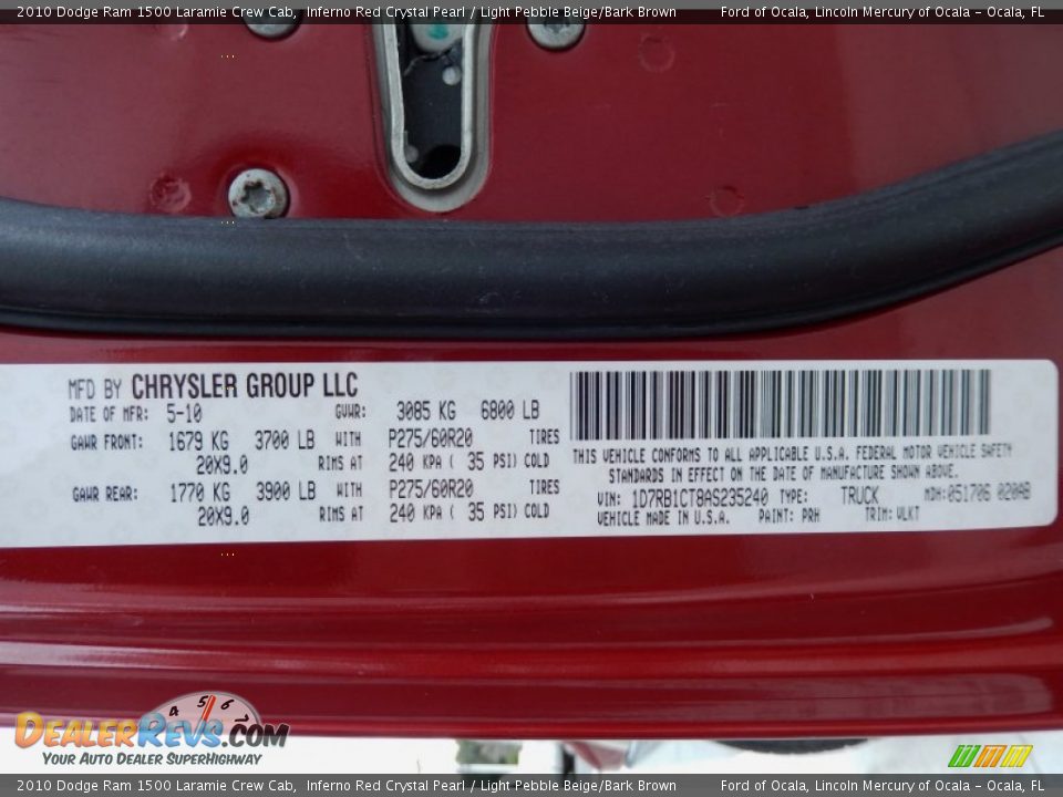 2010 Dodge Ram 1500 Laramie Crew Cab Inferno Red Crystal Pearl / Light Pebble Beige/Bark Brown Photo #28
