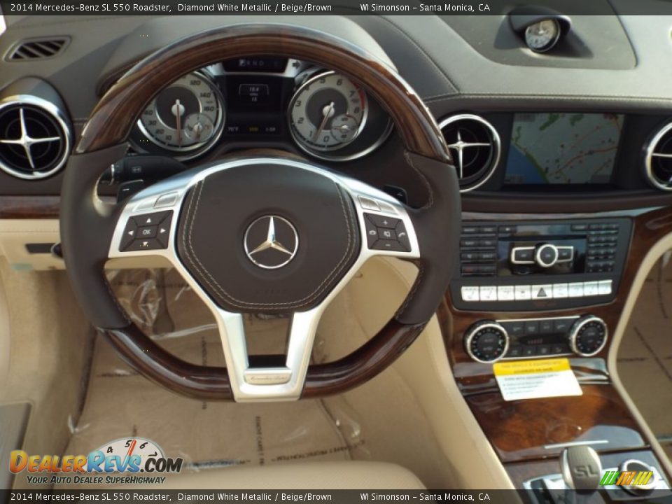 2014 Mercedes-Benz SL 550 Roadster Diamond White Metallic / Beige/Brown Photo #6