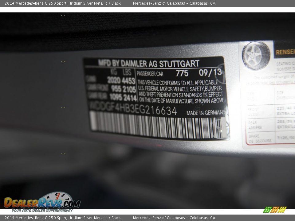 2014 Mercedes-Benz C 250 Sport Iridium Silver Metallic / Black Photo #7