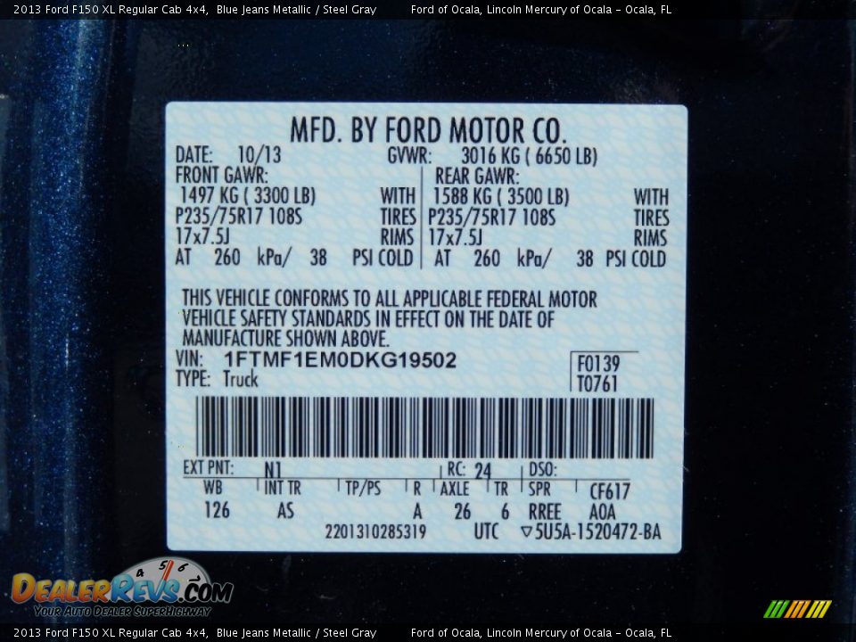 2013 Ford F150 XL Regular Cab 4x4 Blue Jeans Metallic / Steel Gray Photo #11