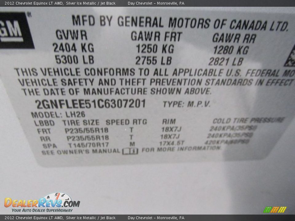 2012 Chevrolet Equinox LT AWD Silver Ice Metallic / Jet Black Photo #19