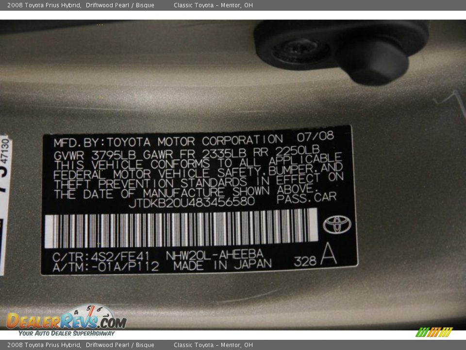 2008 Toyota Prius Hybrid Driftwood Pearl / Bisque Photo #32