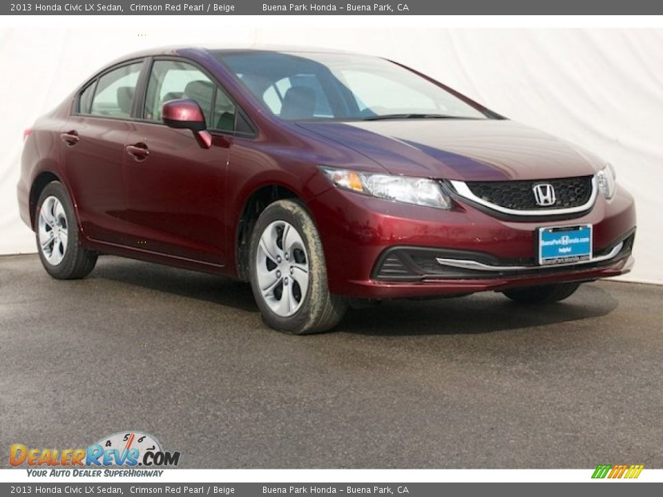 2013 Honda Civic LX Sedan Crimson Red Pearl / Beige Photo #1