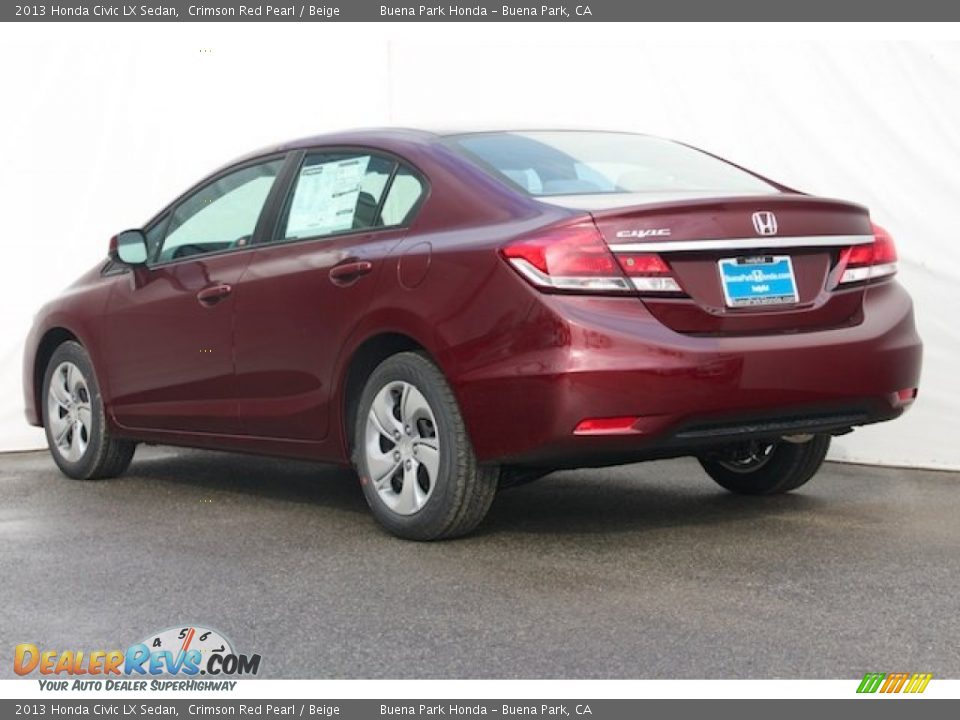 2013 Honda Civic LX Sedan Crimson Red Pearl / Beige Photo #2