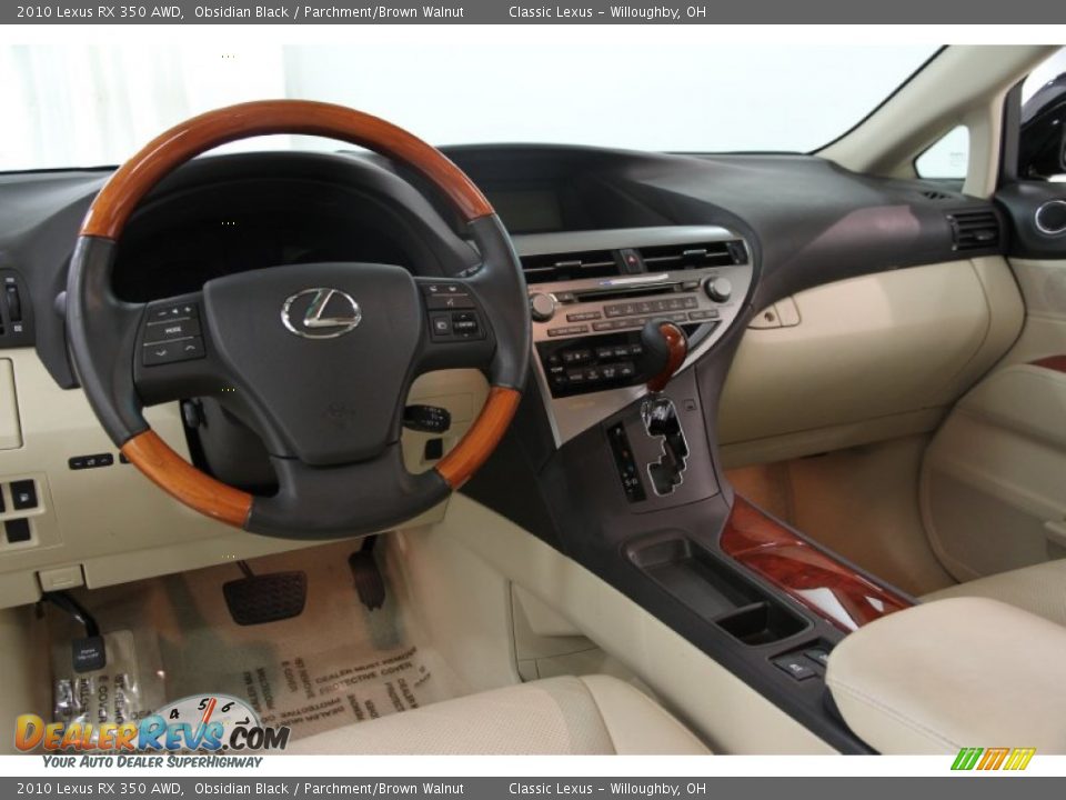 2010 Lexus RX 350 AWD Obsidian Black / Parchment/Brown Walnut Photo #10