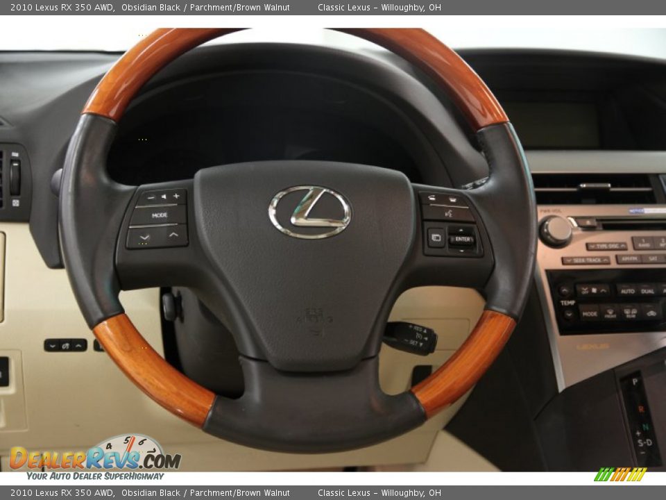2010 Lexus RX 350 AWD Obsidian Black / Parchment/Brown Walnut Photo #11