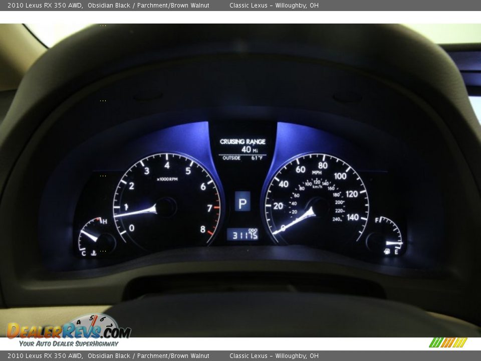 2010 Lexus RX 350 AWD Obsidian Black / Parchment/Brown Walnut Photo #12